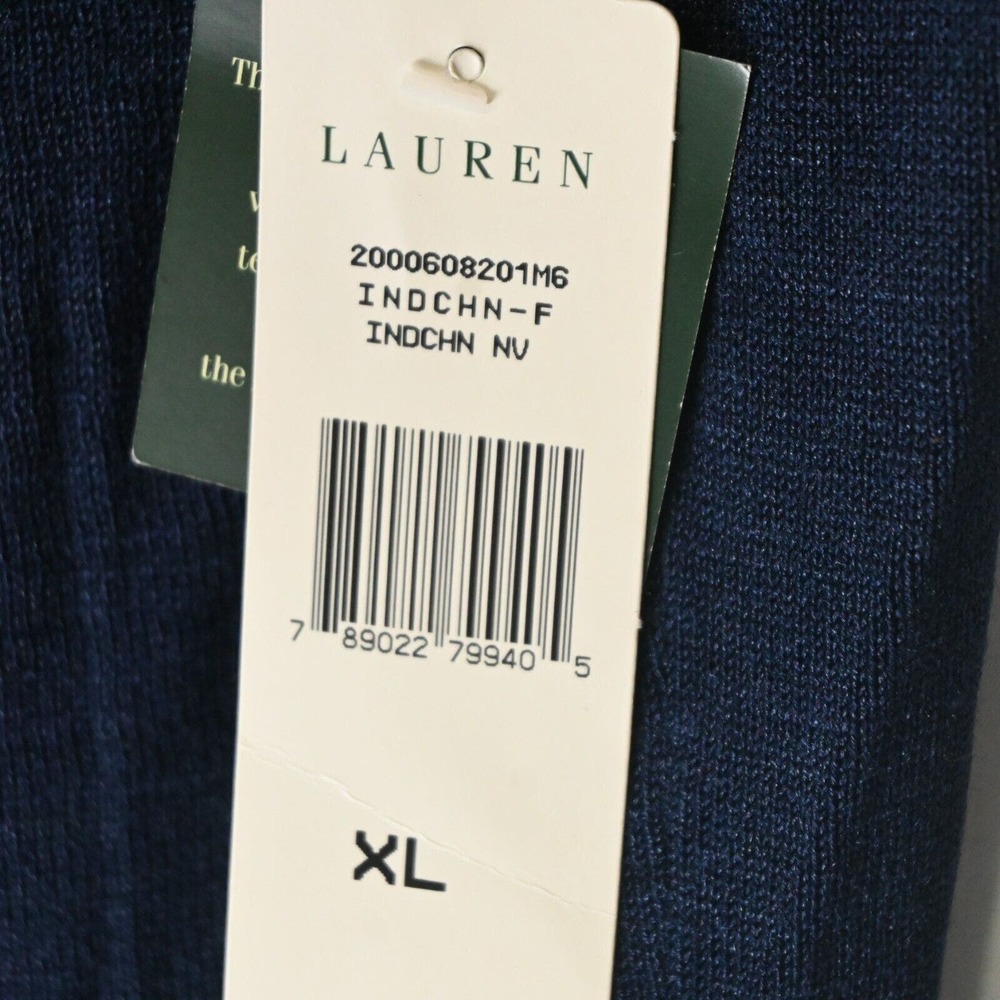 NEW Lauren Ralph Lauren‎ XL Navy Blue Ruffle Silk Scoop Neck Sweater Vest Tank - Picture 4 of 6